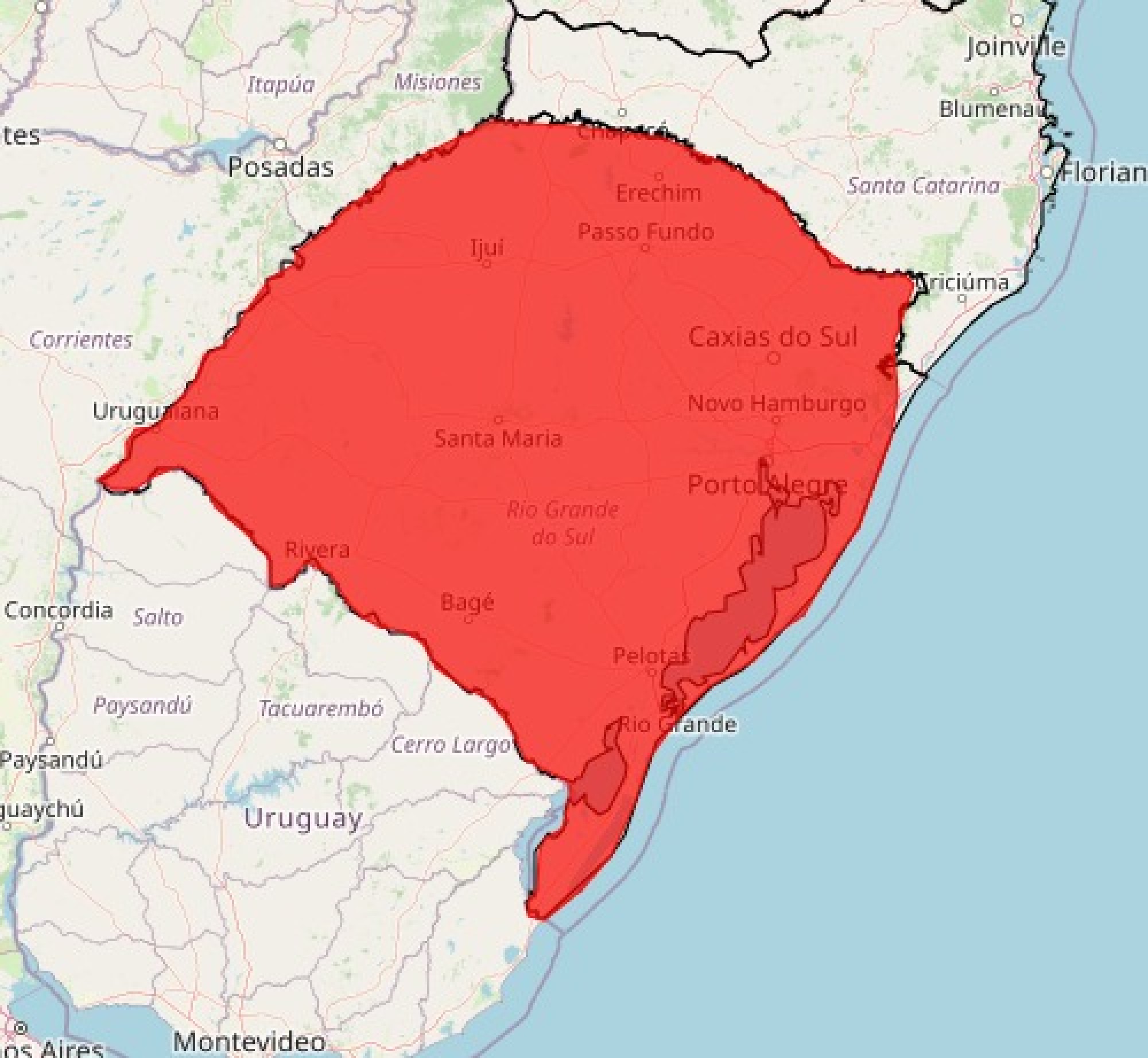 Alerta vermelho para tempestades coloca Rio Grande do Sul em alerta nesta segunda-feira
