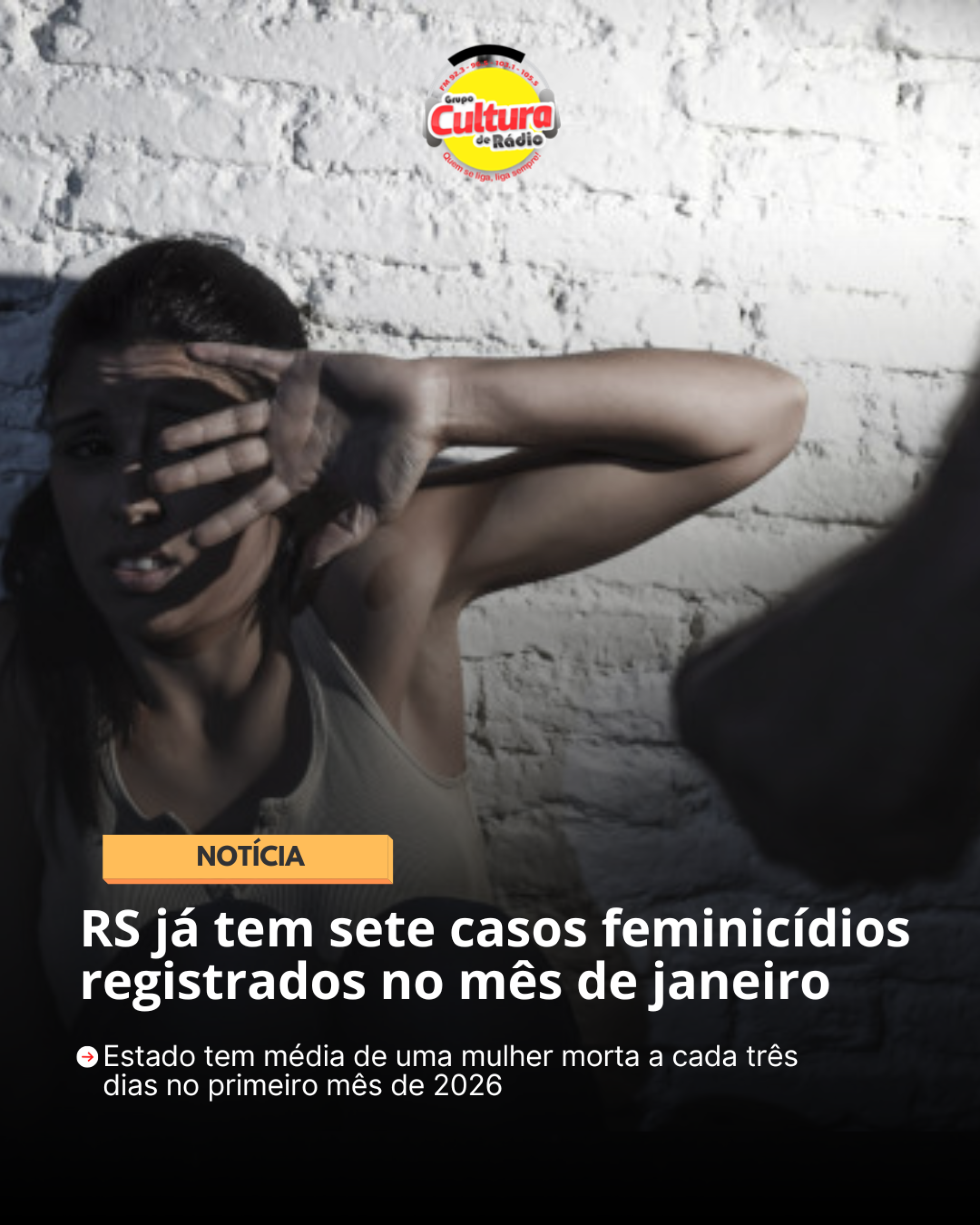 RS já tem registrado sete casos feminicídios no mês de janeiro