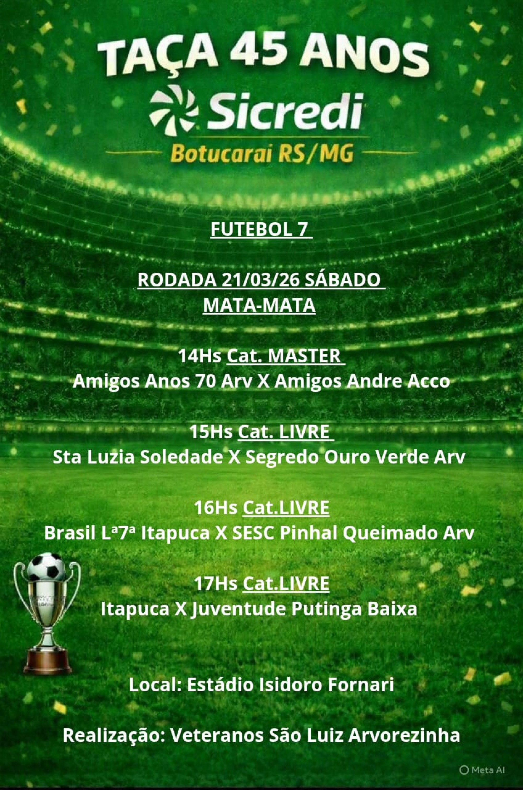 Taça 45 Anos Sicredi Botucaraí RS/MG começa neste sábado em Arvorezinha